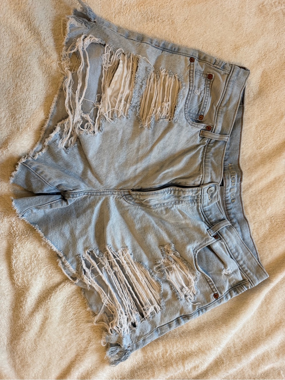 American Eagle Outfitters Light Wash Ripped Denim Shorts